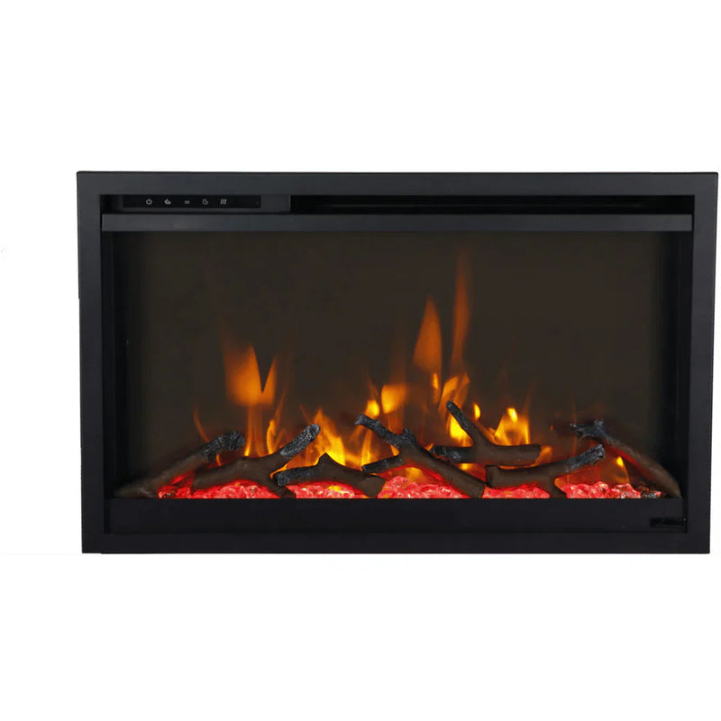 Amantii 26 Inch Traditional XtraSlim Smart Electric Fireplace, Indoor/Outdoor, Ultra Slim Design, WiFi, Crackling Sound, TRD-26-XS