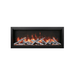 Amantii 100 Inch Symmetry Bespoke Extra Tall Electric Fireplace - WiFi Smart Indoor/Outdoor Heater with Crackling Sound & Bluetooth Speakers | SYM-100-XT
