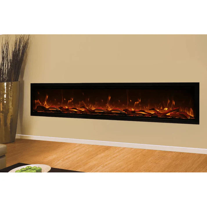 Amantii 100 Inch Symmetry Bespoke Extra Tall Electric Fireplace - WiFi Smart Indoor/Outdoor Heater with Crackling Sound & Bluetooth Speakers | SYM-100-XT
