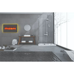 Amantii 34-Inch Linear Electric Fireplace – Wall or Flush Mount, 6500 BTU, Multi-Color Backlight, Steel Surround | WM-FML-34-4023-STL