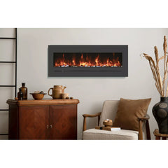 Amantii 48-Inch Linear Electric Fireplace – Flush or Wall Mount, 5000 BTU, Multi-Color Flames & Backlighting | WM-FML-48-5523-STL