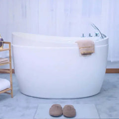Empava 59 Inch Freestanding Japanese-Style Air Massage Bathtub with Reversible Drain EMPV-59JT011