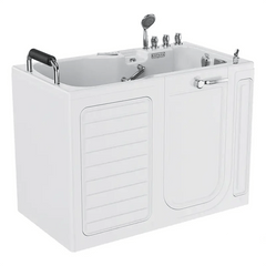 Empava 54 Inch Alcove Inline Heater Whirlpool Walk-in Tub 2.0 Upgraded with Right Drain EMPV-54WIT08