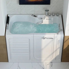 Empava 54 Inch Alcove Inline Heater Whirlpool Walk-in Tub 2.0 Upgraded with Right Drain EMPV-54WIT08