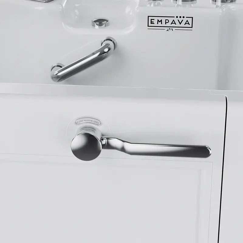 Empava 54 Inch Alcove Inline Heater Whirlpool Walk-in Tub 2.0 Upgraded with Right Drain EMPV-54WIT08