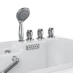 Empava 54 Inch Alcove Inline Heater Whirlpool Walk-in Tub 2.0 Upgraded with Right Drain EMPV-54WIT08