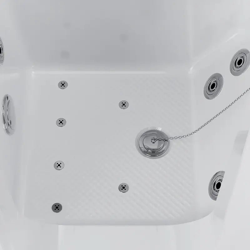Empava 54 Inch Alcove Inline Heater Whirlpool Walk-in Tub 2.0 Upgraded with Right Drain EMPV-54WIT08