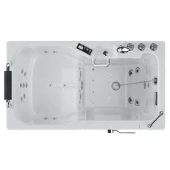 Empava 54 Inch Alcove Inline Heater Whirlpool Walk-in Tub 2.0 Upgraded with Right Drain EMPV-54WIT08