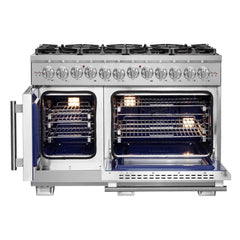FORNO Capriasca 48 Inch Freestanding French Door Dual Fuel Range FFSGS6387-48