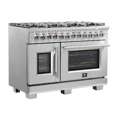 FORNO Capriasca 48 Inch Freestanding French Door Dual Fuel Range FFSGS6387-48