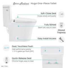 Swiss Madison Monaco  Hugo One-Piece Elongated Toilet Touchless Dual-Flush 1.1/1.6 gpf - SM-1T265