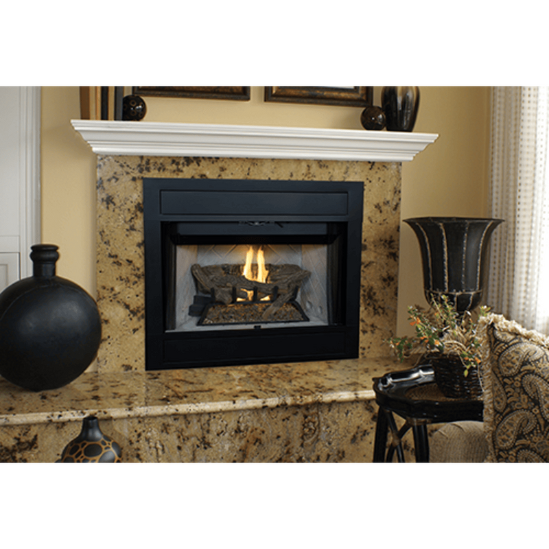 Superior BRT4336 36 Inch Traditional B-Vent Gas Fireplace with Millivolt Ignition in White Stacked Refractory Panels BRT4336TMN-B