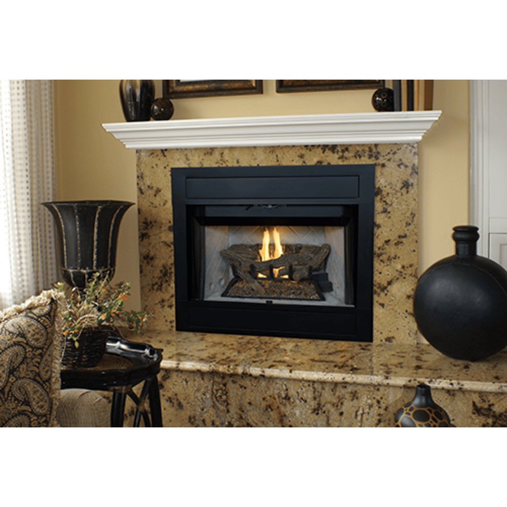 Superior BRT4342 42 Inch Traditional B-Vent Gas Fireplace with Electronic Ignition in White Stacked Refractory Panels BRT4336TEN-B