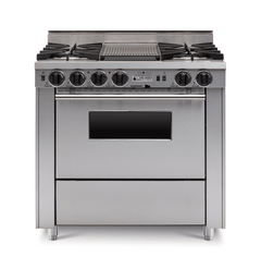 36” LP Gas Dual-Fuel Self-Cleaning Convection Range - Open Burners TPN326-7BKW