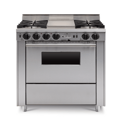 36” LP Gas Dual-Fuel Self-Cleaning Convection Range - Open Burners TPN326-7BKW