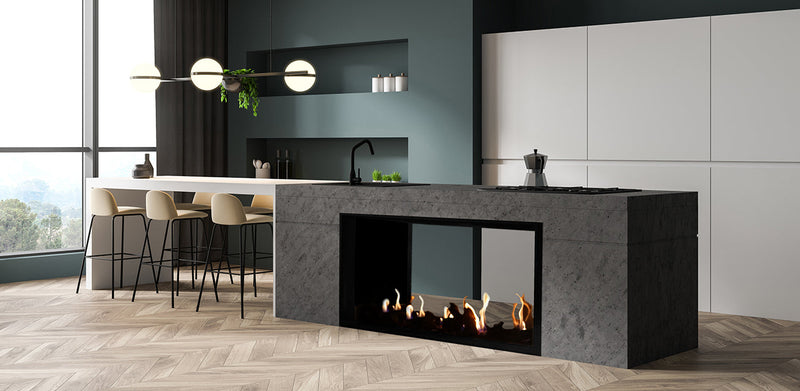 Plaza 55-Inch Linear See-Through Gas Fireplace with Screen Barrier Modern Design Indoor DVLXB55SP90N